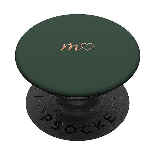 Rose Anfangsbuchstabe M Herz Minimalistisch Dunkelgrün PopSockets mit austauschbarem PopGrip von Designs for Girls