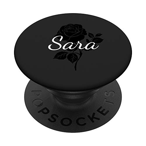 Sara - Name Schwarze Rose Personalisiertes Geschenk Grau PopSockets PopGrip: Ausziehbarer Sockel und Griff für Handys/Tablets mit Tauschbarem Top Sara - Name Schwarze Rose Personalisiertes Geschenk Grau PopSockets PopGrip: Ausziehbarer Sockel und Griff für Handys/Tablets mit Tauschbarem Top von Designs for Girls