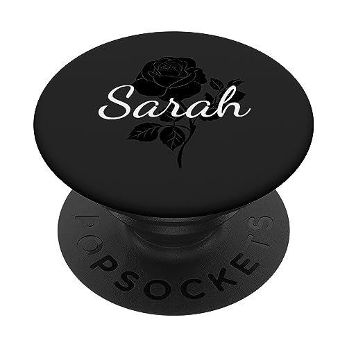 Sarah - Name Schwarze Rose Personalisiertes Geschenk Grau PopSockets Klebender PopGrip Sarah - Name Schwarze Rose Personalisiertes Geschenk Grau PopSockets Klebender PopGrip von Designs for Girls