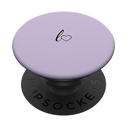 Schwarz Anfangsbuchstabe L Herz Minimalistisch Pastell Lila PopSockets mit austauschbarem PopGrip von Designs for Girls