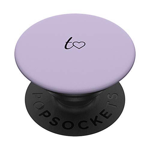Schwarz Anfangsbuchstabe T Herz Minimalistisch Pastell Lila PopSockets PopGrip: Ausziehbarer Sockel und Griff für Handys/Tablets mit Tauschbarem Top von Designs for Girls