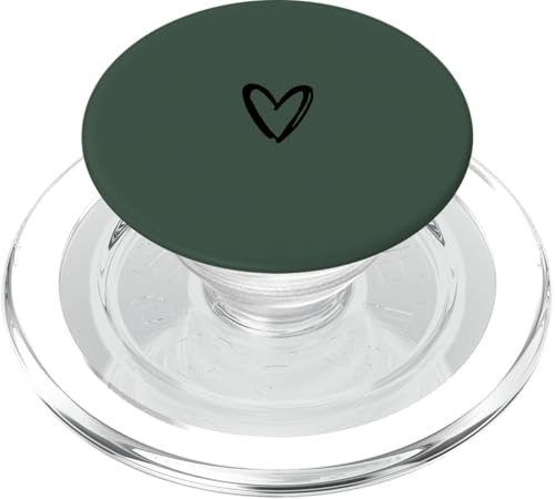 Schwarz Dunkelgrün Minimalistisch Herz PopSockets PopGrip für MagSafe von Designs for Girls