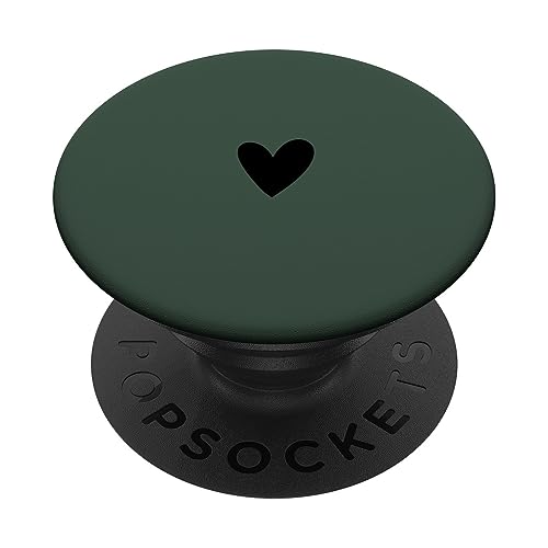 Schwarz Dunkelgrün Minimalistisch Herz PopSockets mit austauschbarem PopGrip von Designs for Girls