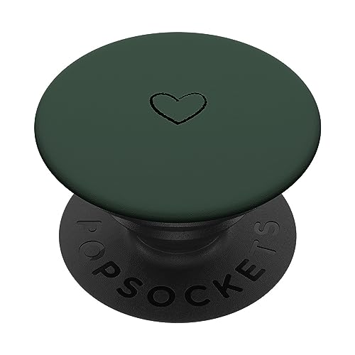 Schwarz Dunkelgrün Minimalistisch Herz PopSockets Klebender PopGrip Schwarz Dunkelgrün Minimalistisch Herz PopSockets Klebender PopGrip von Designs for Girls