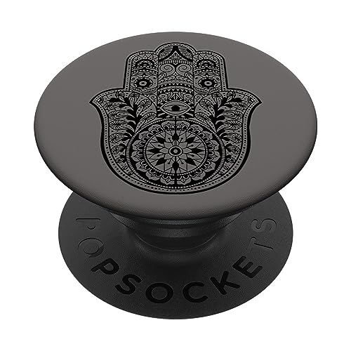 Schwarz Hamsa Fatimas Hand Grau PopSockets mit austauschbarem PopGrip Schwarz Hamsa Fatimas Hand Grau PopSockets mit austauschbarem PopGrip von Designs for Girls