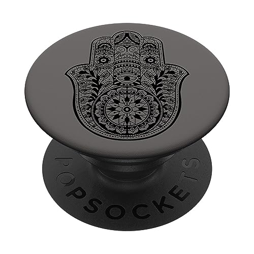 Schwarz Hamsa Fatimas Hand Grau PopSockets mit austauschbarem PopGrip von Designs for Girls