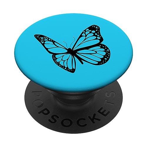Schwarz Hellblau Schmetterling PopSockets mit austauschbarem PopGrip von Designs for Girls