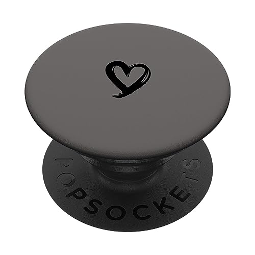 Schwarz Herz Minimalistisch Grau PopSockets Klebender PopGrip von Designs for Girls