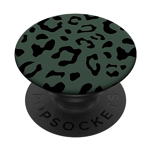 Schwarz Leopard Gepard Muster Dunkelgrün PopSockets mit austauschbarem PopGrip von Designs for Girls