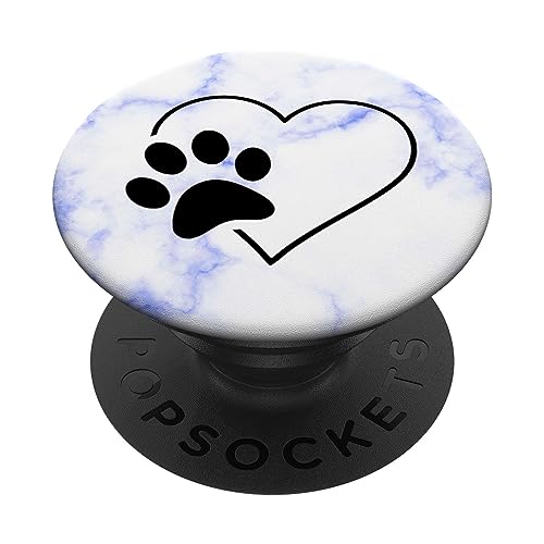 Schwarz Pfote Herz Hund Katze Blau Weiß PopSockets mit austauschbarem PopGrip von Designs for Girls