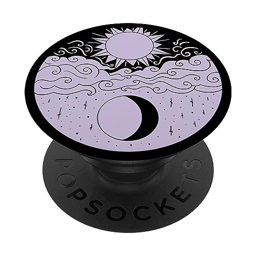 Schwarz Sonne und Mond Pastell Lila PopSockets mit austauschbarem PopGrip von Designs for Girls