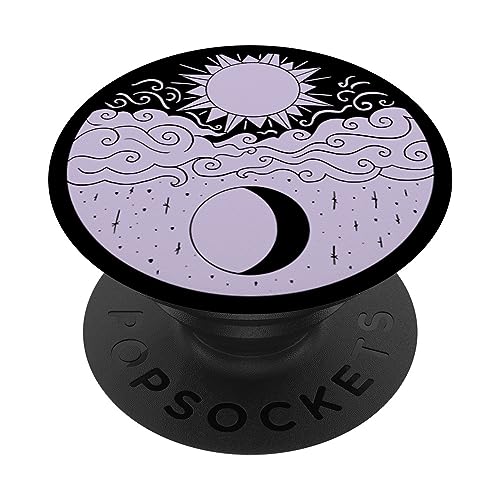 Schwarz Sonne und Mond Pastell Lila PopSockets Klebender PopGrip von Designs for Girls