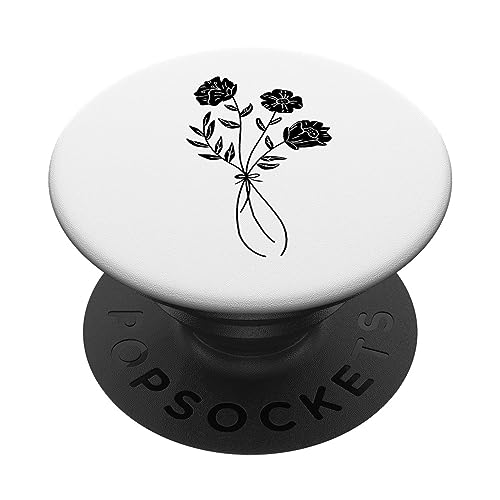 Schwarz Weiß Blumen Wildblumen PopSockets mit austauschbarem PopGrip von Designs for Girls