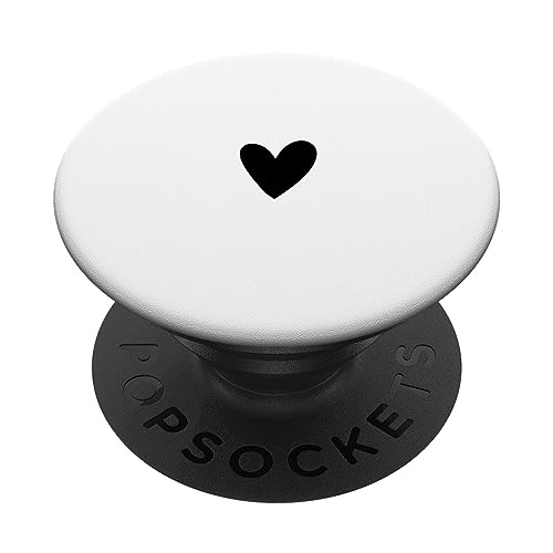 Schwarz Weiß Minimalistisch Herz PopSockets Klebender PopGrip von Designs for Girls