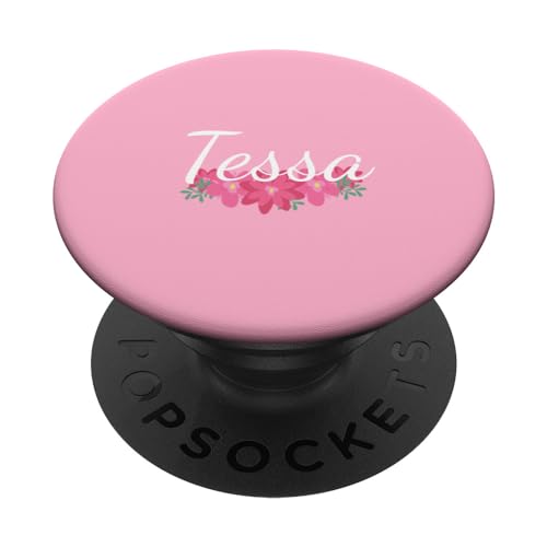Tessa - Name Rote Blumen Personalisiertes Geschenk Pink PopSockets mit austauschbarem PopGrip von Designs for Girls