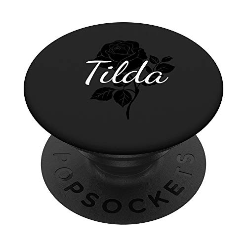 Tilda - Name Schwarze Rose Personalisiertes Geschenk Grau PopSockets PopGrip: Ausziehbarer Sockel und Griff für Handys/Tablets mit Tauschbarem Top Tilda - Name Schwarze Rose Personalisiertes Geschenk Grau PopSockets PopGrip: Ausziehbarer Sockel und Griff für Handys/Tablets mit Tauschbarem Top von Designs for Girls
