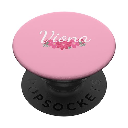 Viona - Name Rote Blumen Personalisiertes Geschenk Pink PopSockets mit austauschbarem PopGrip von Designs for Girls