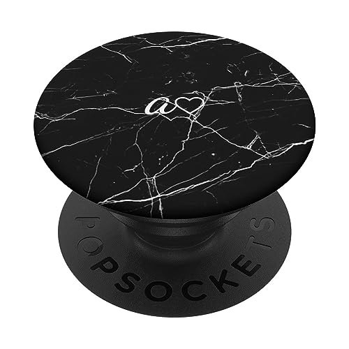 Weiß Anfangsbuchstabe A Herz Minimalistisch Schwarz PopSockets mit austauschbarem PopGrip von Designs for Girls