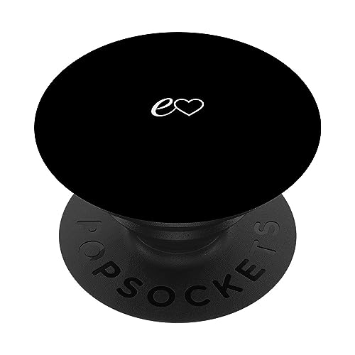 Weiß Anfangsbuchstabe E Herz Minimalistisch Schwarz PopSockets mit austauschbarem PopGrip von Designs for Girls