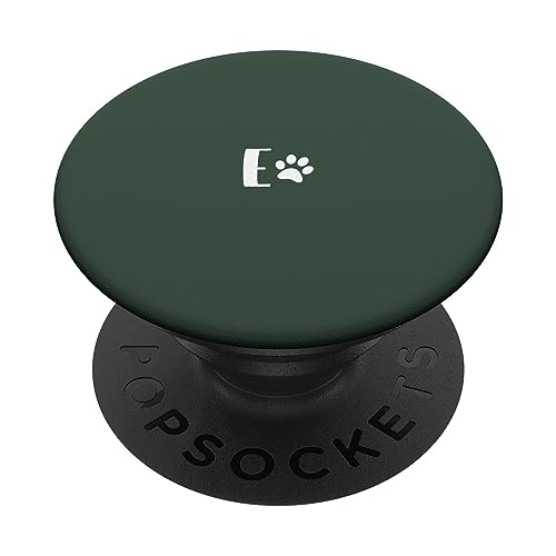 Weiß Anfangsbuchstabe E Pfote Minimalistisch Dunkelgrün PopSockets mit austauschbarem PopGrip von Designs for Girls