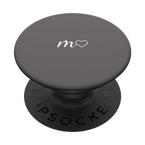 Weiß Anfangsbuchstabe M Herz Minimalistisch Grau PopSockets Klebender PopGrip Weiß Anfangsbuchstabe M Herz Minimalistisch Grau PopSockets Klebender PopGrip von Designs for Girls