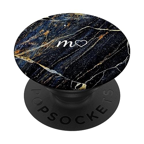 Weiß Anfangsbuchstabe M Herz Minimalistisch Schwarz PopSockets mit austauschbarem PopGrip von Designs for Girls