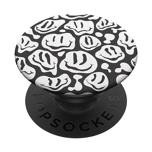 Weiß Grau Trippy Smile Face PopSockets Klebender PopGrip Weiß Grau Trippy Smile Face PopSockets Klebender PopGrip von Designs for Girls