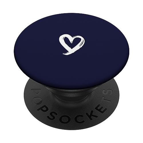 Weiß Herz Minimalistisch Dunkelblau PopSockets mit austauschbarem PopGrip von Designs for Girls