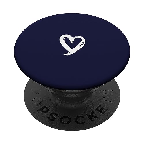 Designs for Girls Weiß Herz Minimalistisch Dunkelblau PopSockets Klebender PopGrip für die meisten Smartphones mit glatten, harten Plastikgehäusen von Designs for Girls