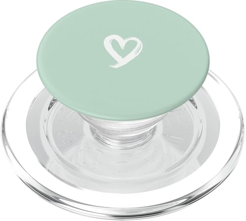 Weiß Herz Minimalistisch Grün PopSockets PopGrip für MagSafe von Designs for Girls