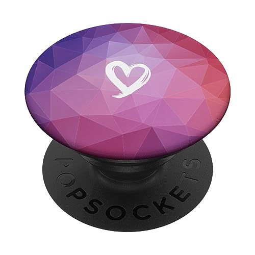 Weiß Herz Minimalistisch Pink Lila Polygon PopSockets mit austauschbarem PopGrip von Designs for Girls