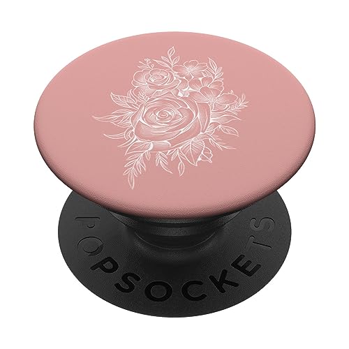 Designs for Girls Weiß Rosa Blumen PopSockets Klebender PopGrip - Handyhalterung für viele Smartphones mit glatten, harten Plastikgehäusen von Designs for Girls