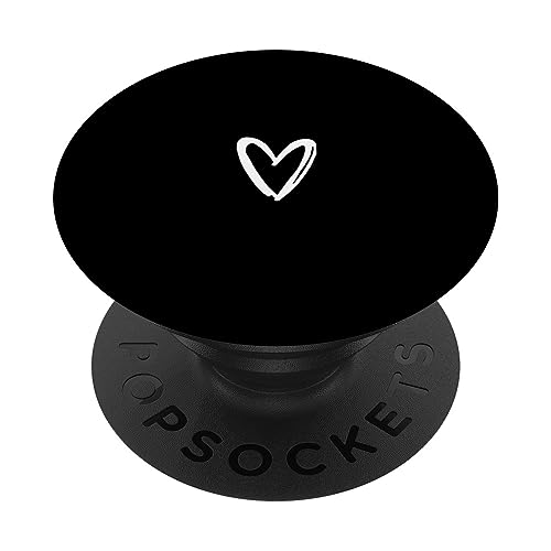 Weiß Schwarz Minimalistisch Herz PopSockets mit austauschbarem PopGrip von Designs for Girls