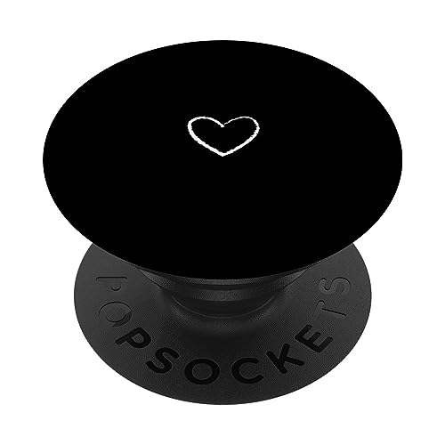 Weiß Schwarz Minimalistisch Herz PopSockets mit austauschbarem PopGrip von Designs for Girls