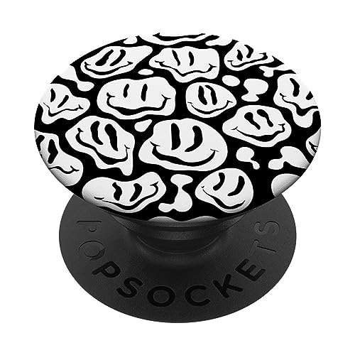 Weiß Schwarz Trippy Smile Face PopSockets mit austauschbarem PopGrip Weiß Schwarz Trippy Smile Face PopSockets mit austauschbarem PopGrip von Designs for Girls