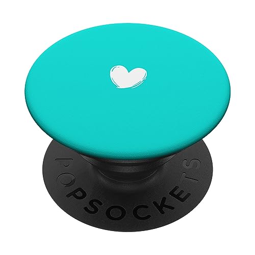 Weiß Türkis Minimalistisch Herz PopSockets mit austauschbarem PopGrip von Designs for Girls