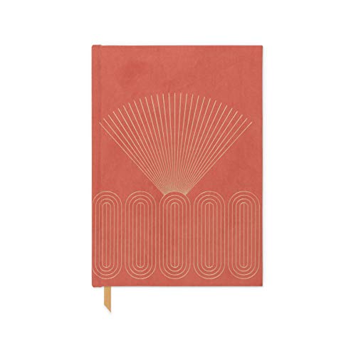 DesignWorks Ink, Tagebuch aus Veloursleder, Hardcover, mit Tasche, 14,6 x 20,6 cm, helles Terrakotta, strahlende Strahlen von Designworks Ink
