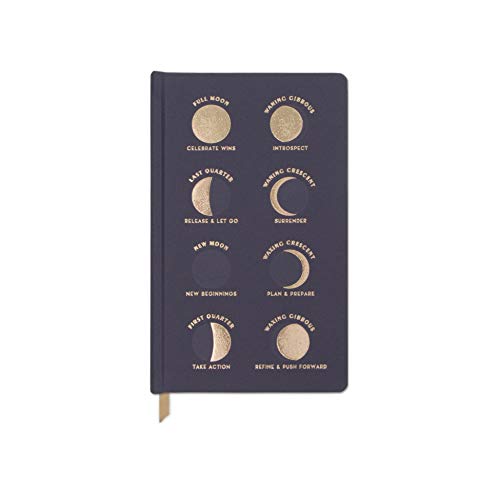 DesignWorks Ink Hardcover Tagebuch aus Stoff, 13 x 21 cm, Anthrazit - Mondphasen von Designworks Ink
