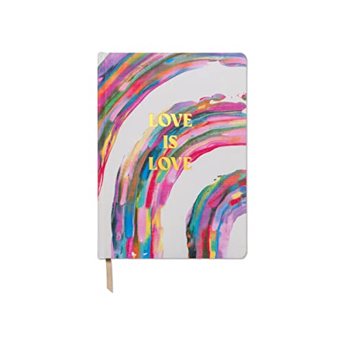 DesignWorks Ink "Love is Love Colorful Rainbow Abstract Art 7.5" x 10.24" Jumbo Journal Notebook with Cloth Cover, Gold Accents, Lined Pages Ribbon Marker for Work, Writing, Journaling (JD80-2023) von Designworks Ink