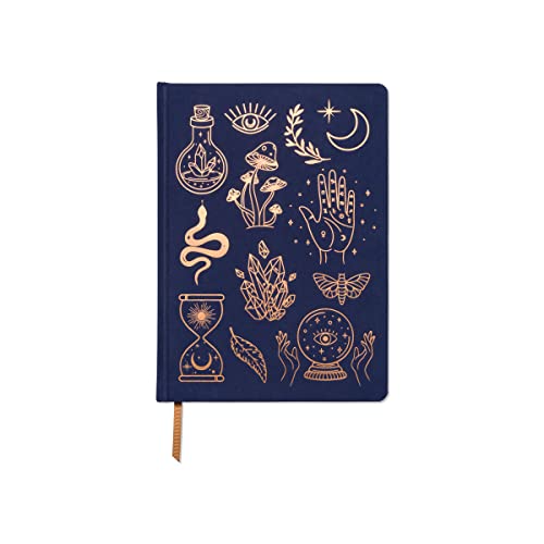 DesignWorks Ink Mystic Icons Jumbo-Tagebuch, Wildleder, 21,6 x 26 cm, blaue Hexe, Jumbo-Tagebuch, Notizbuch mit Stoffbezug, goldenen Akzenten, linierten Seiten, Lesebändchen für Arbeit, Schreiben, von Designworks Ink