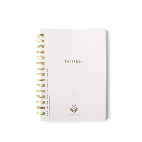 DesignWorks Ink Notizbuch, A5, 15,2 x 21 cm, gesprenkelt, elfenbeinfarben, mit goldfarbenen Akzenten, linierten Seiten und robuster Spiralbindung für Arbeit, Schreiben, Tagebuch von Designworks Ink