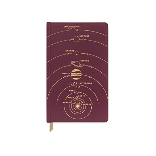 DesignWorks Ink Tagebuch aus Stoff, Hardcover, 13 x 21 cm, Burgunderrot - Sonnensystem von Designworks Ink