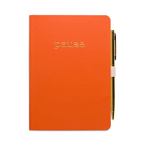 Designworks Ink Orange & Gold Foil Art Veganes Leder Dankbarkeits-Tagebuch mit 196 geführten Seiten für tägliche Gedanken, Ziele, Positivität und Dankbarkeit | Undatiertes tägliches von Designworks Ink