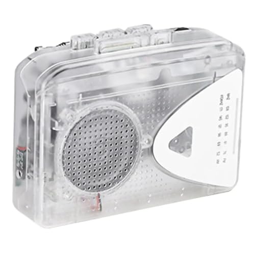 Desikixudy Kassettenplayer Transparent Kassettenspieler FM/AM Radio Externer Lautsprecher Stereoplayer Kassetten-Walkman, 500438098 von Desikixudy