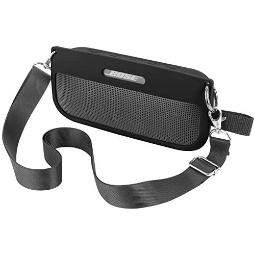 Desing Wish Silikon Tasche Silikonhülle Kompatibel mit Bose SoundLink Flex Tragbaren Bluetooth Lautsprechern Kratzfeste Reise Tragetasche Schutzhülle mit Verstellbarem Schulterriemen und Karabiner von Desing Wish