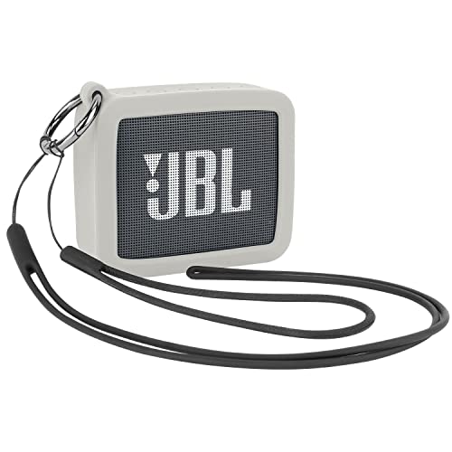 Desing Wish Silikon Tasche Silikonhülle Kompatibel mit JBL GO2 Tragbaren Bluetooth Lautsprechern Kratzfeste Reise Tragetasche Schutzhülle mit Karabiner Silikonband und Handschlaufe (Grau) von Desing Wish