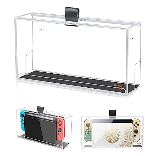 Desing Wish Switch Wandhalterung Staubschutz Transparente Acryl-Dock-Hülle Wandhalterung Vitrine, Compatibel mit Nintendo Switch OLED-Wandhalterung Staubschutz Kompatibel mit Switch (Transparent-B) von Desing Wish