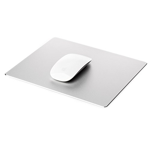 Desire2 Mousepad Gaming Aluminium Mauspad Rechteckig Wasserfest Anti-Rutsch Gummi-Unterlage kratzfreie Oberfläche Maus Pad kompatibel mit Apple Mac, MacBook, iMac, Computer, Laptop, Maus – Silber von Desire2