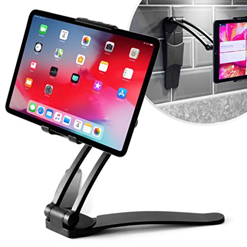 Desire2 Tablet Ständer und Handy Halterung 2 in 1, Ideal für Küchenwand und Arbeitsplatte Kompatibel mit iPad, Tablet, iPhone 12, 13, 14, 14 Pro max Samsung, Allen Smartphones, Schwarz von Desire2