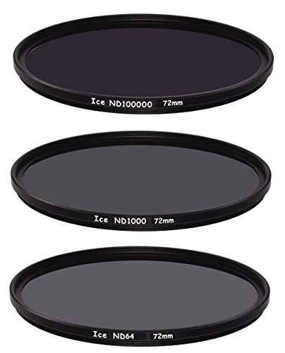 ICE Extreme ND-Filter-Set ND100000, ND1000, ND64, Graufilter, 16,5, 10, 6-Stop, optisches Glas (72 mm) von Desmond Photographic